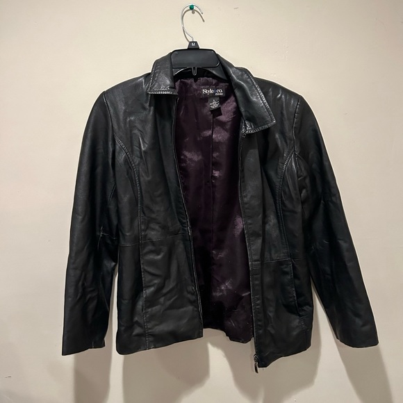 Style & Co Genuine Leather Jacket - Picture 2 of 7